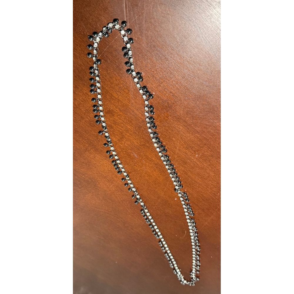 J Crew long beautiful rhinestones and gunmetal bead combo necklace